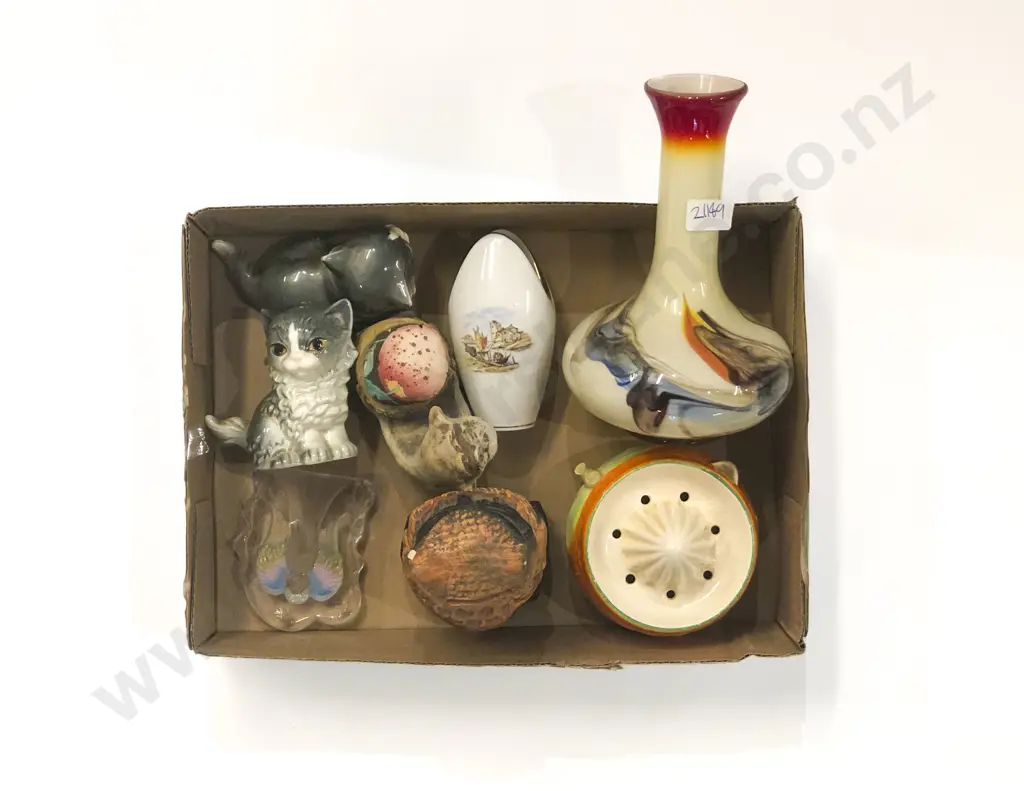 Qty of Assorted Ornaments and Art Glass incl Pair of Gobel Cats Image 1++