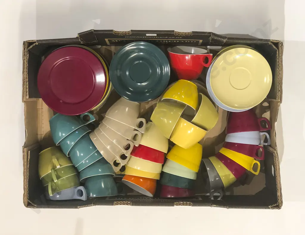 Large Qty of Assorted Duraware Cups and Saucers Image 1++