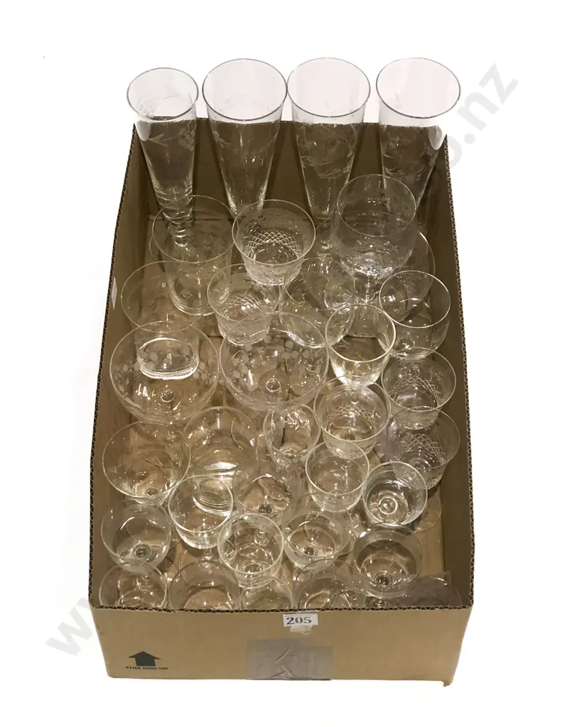 Qty of Assorted Etched Glassware Etc. Image 1++
