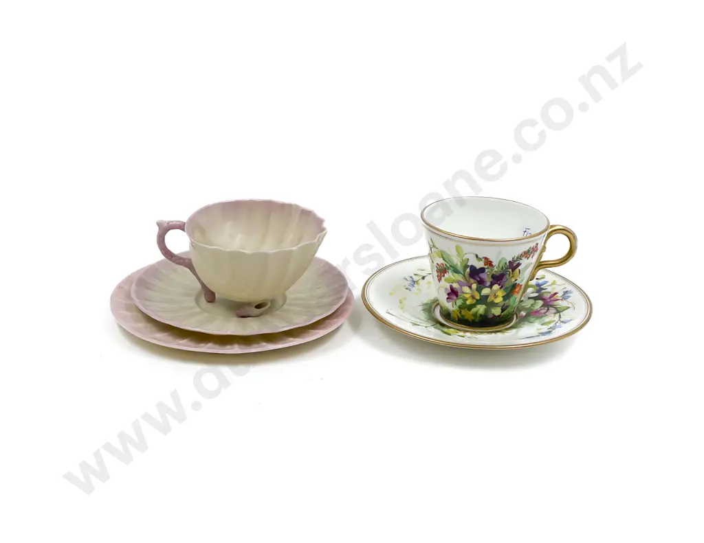 Belleek Trio together with Fancy China German Cup Saucer Image 1++