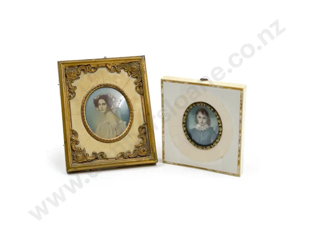 Two Italian Grand Tour Style Portrait Miniatures Image 1++