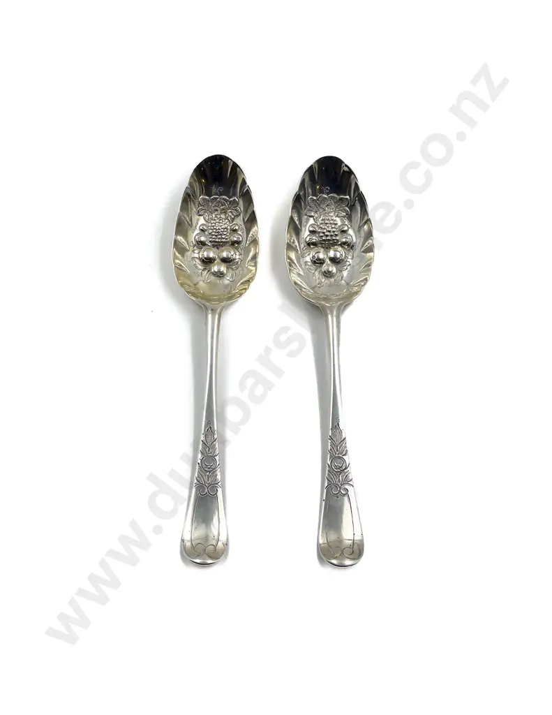 Pair of George III S/S Berry Spoons by William Fearn Image 1++