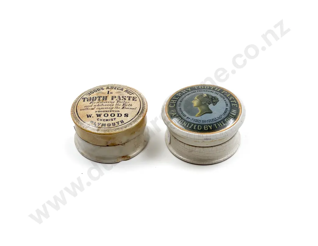 Two Victorian Ceramic Paste Jars (faults) Image 1++