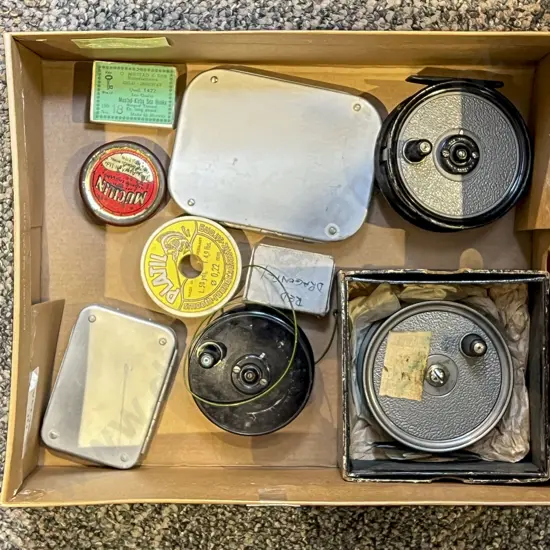Vintage Fly Fishing Rod with Vintage Lures and Assorted Reels Etc.