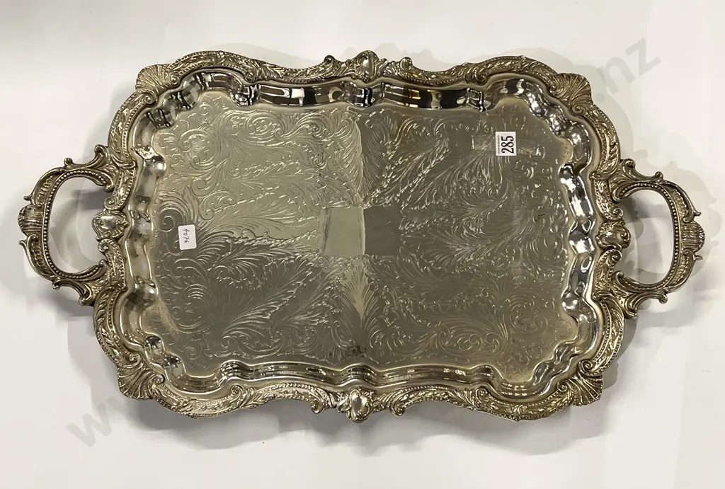 Ornate S/P Footed Tray Image 1++