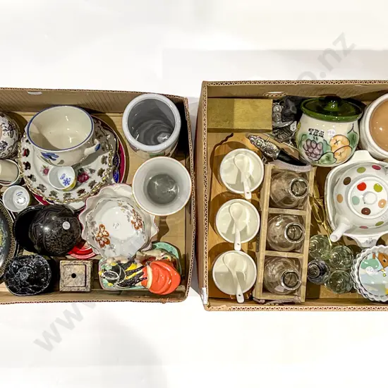 Two Boxes of Assorted China and Ornaments Etc.