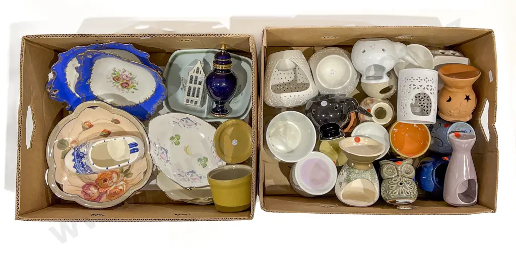 Two Boxes of Assorted Fancy China together with Candle Holders Etc. Image 1++