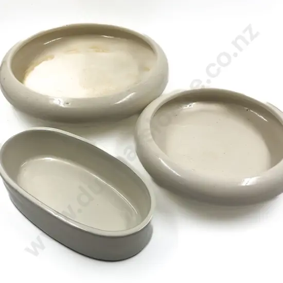 Three Pieces of Crème Glazed Japanese Pottery