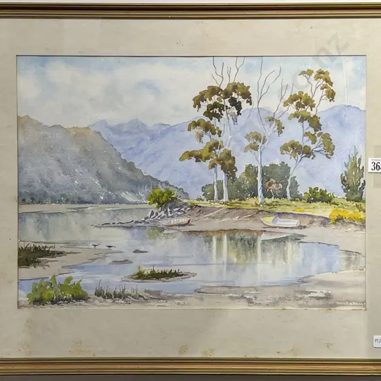 Nevill Squires - "Low Tide at Collingwood" - W/C on Paper