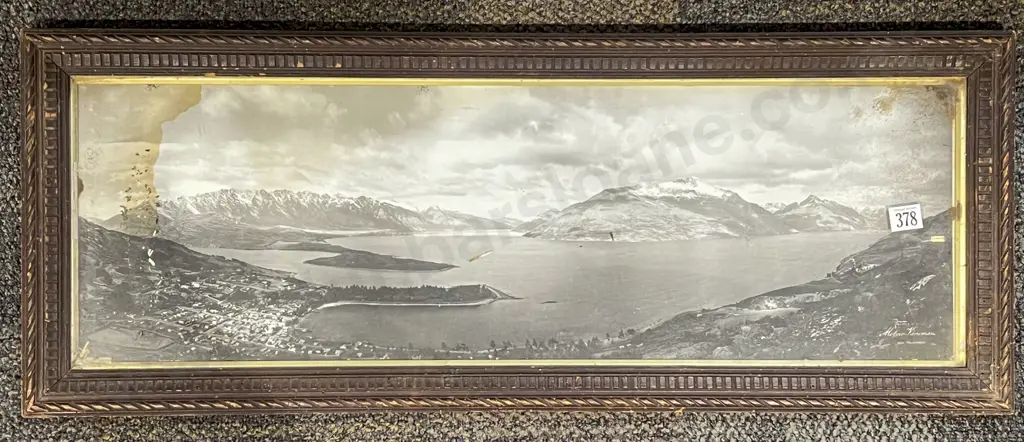 Vintage Black And White Panoramic View of Queenstown (faults) Image 1++
