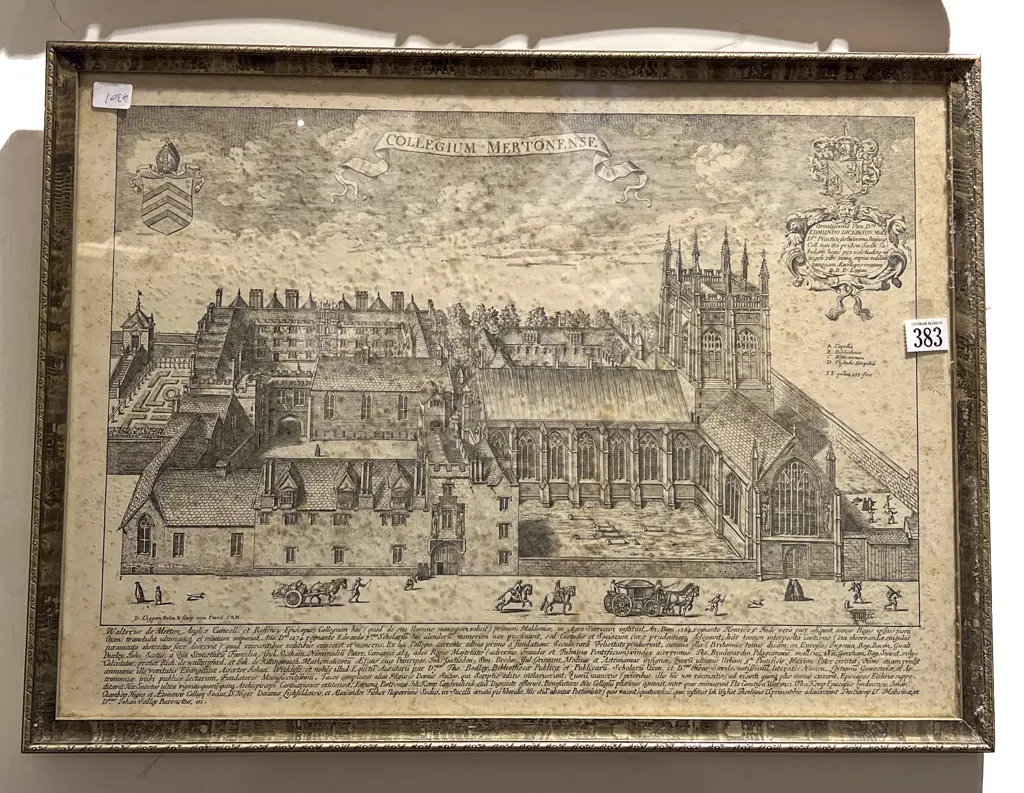 Collegium Mertonense - Vintage Architectural Bookplate Image 1++