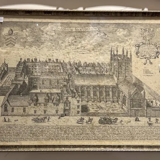 Collegium Mertonense - Vintage Architectural Bookplate