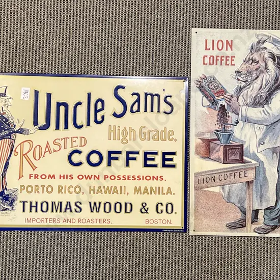 Five Assorted Reproduction Coffee/Tea Advertising