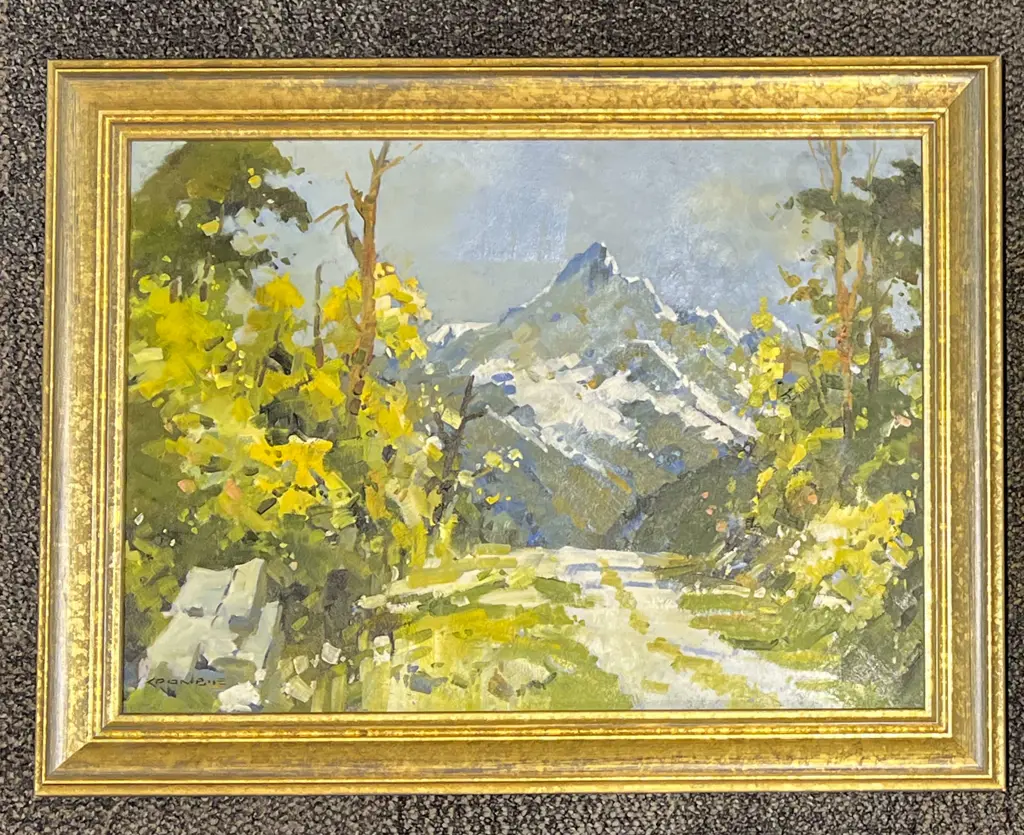 Allan Crombie - Mountain Scene - Oil on board Image 1++
