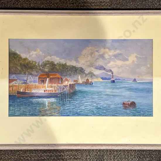 John H Nicholson - Harbour Scene - W/C