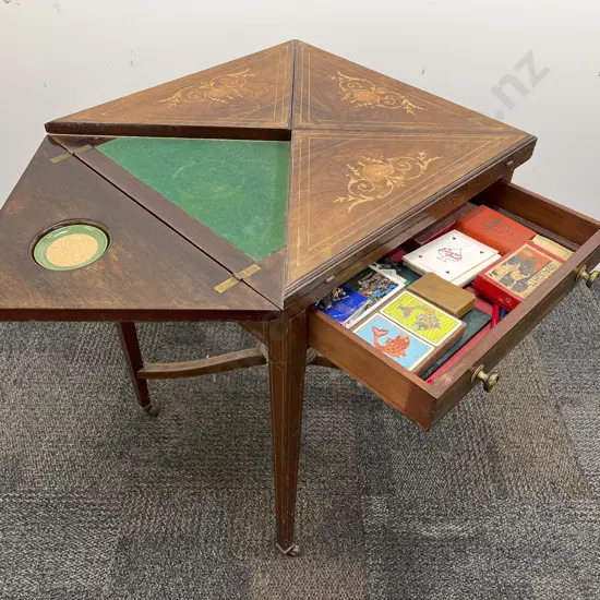 Victorian Rosewood & Marquetry Envelope Table