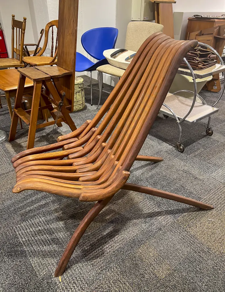 Unique Design Mid Century Teak Folding Chair Image 1++