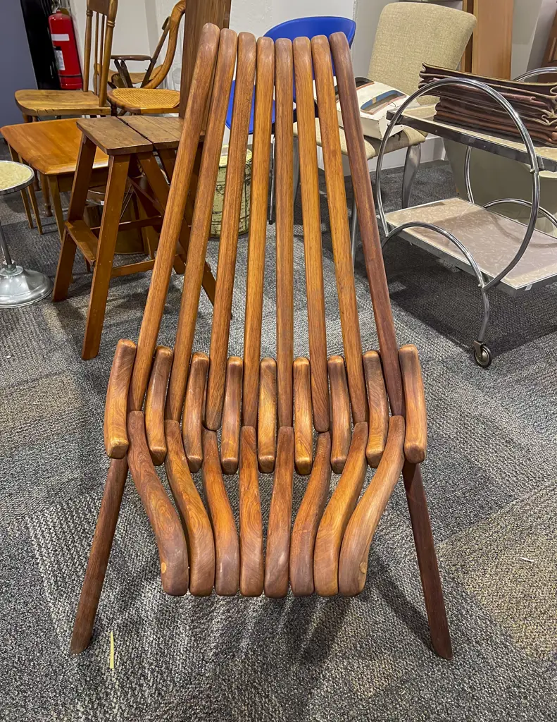 Unique Design Mid Century Teak Folding Chair Image 1++