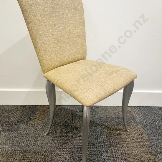 Upholstered Single Chair with Slender Chrome Legs
