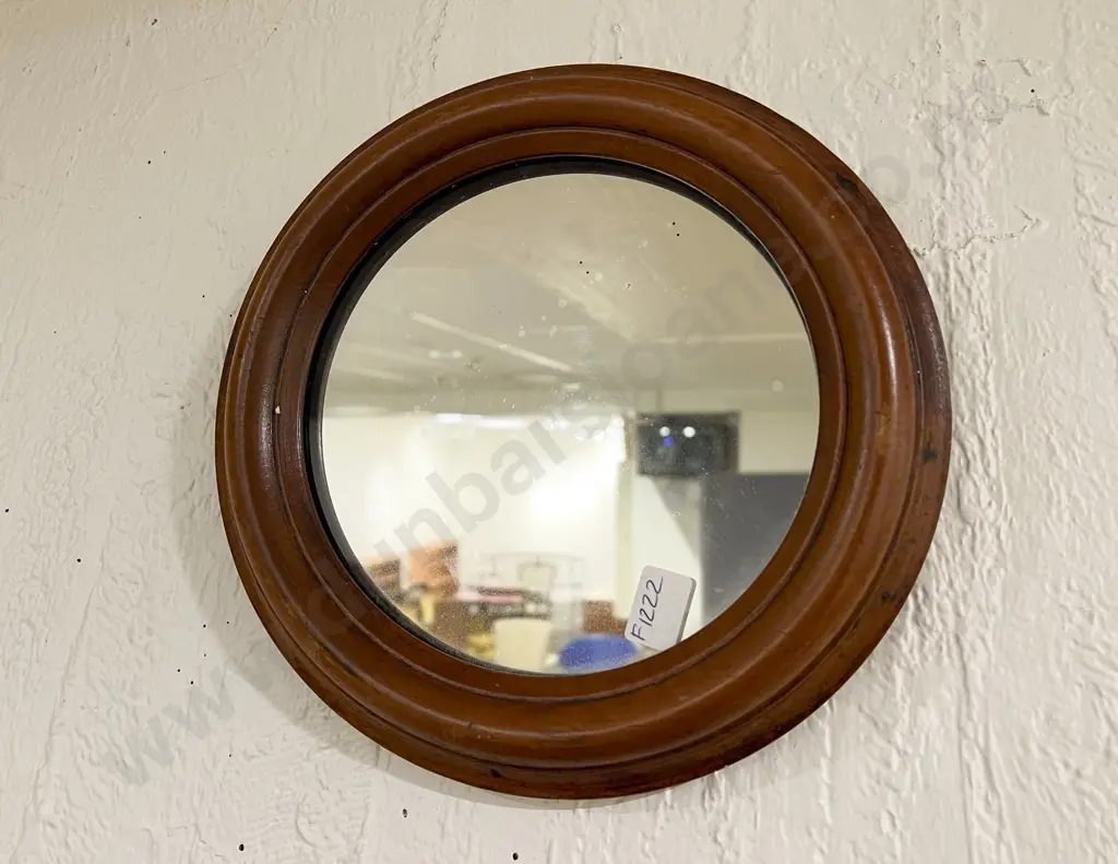 Small Circular Wooden Framed Mirror Image 1++