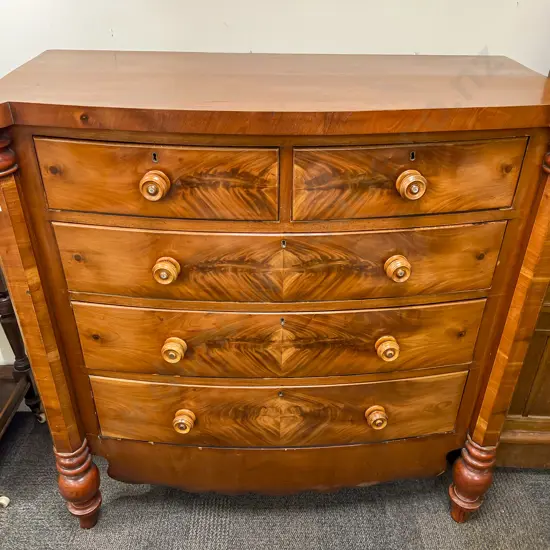 Wm IV Mahogany Bow Front Chest of Drawers
