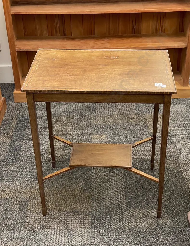 Small Inlaid Two Tier Side Table Image 1++