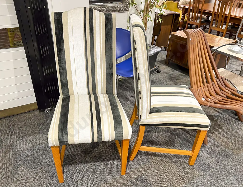 Pair of Modern High Back Dining Chairs Image 1++