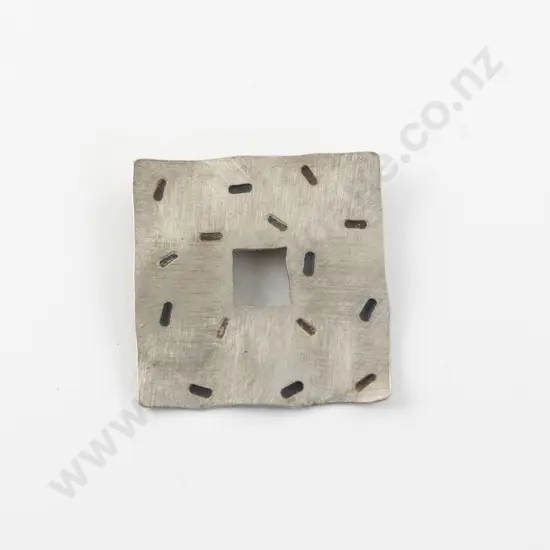 Polish Jeweller Jan Suchodolski 925 Silver Modernist Brutalist Square Brooch