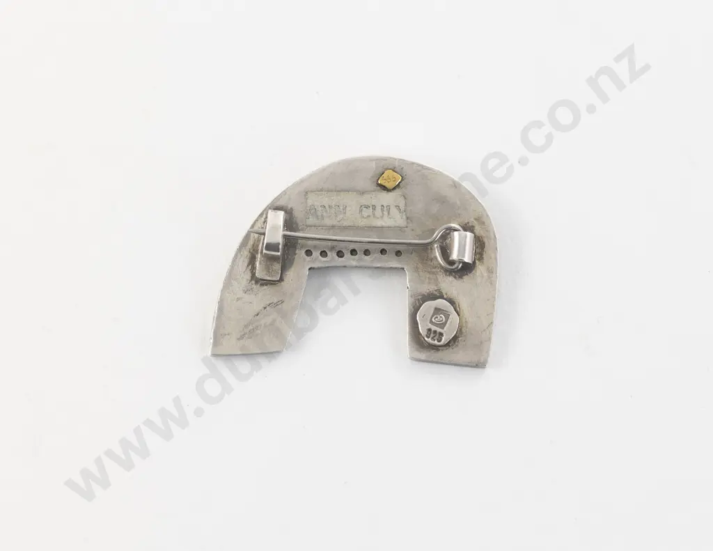 NZ Jeweller Ann Culy Oxidised .925 Silver and Gold Brooch Image 1++