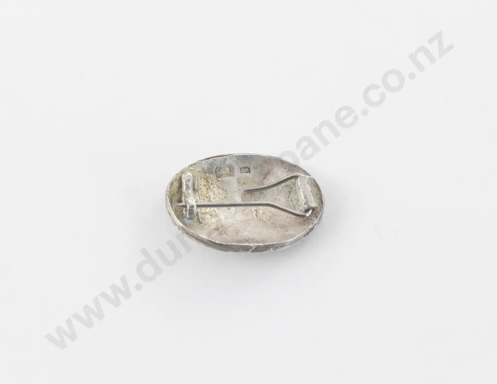 NZ Jeweller Barry Clarke S/S and Gold 'Sun and Moon' Brooch Image 1++