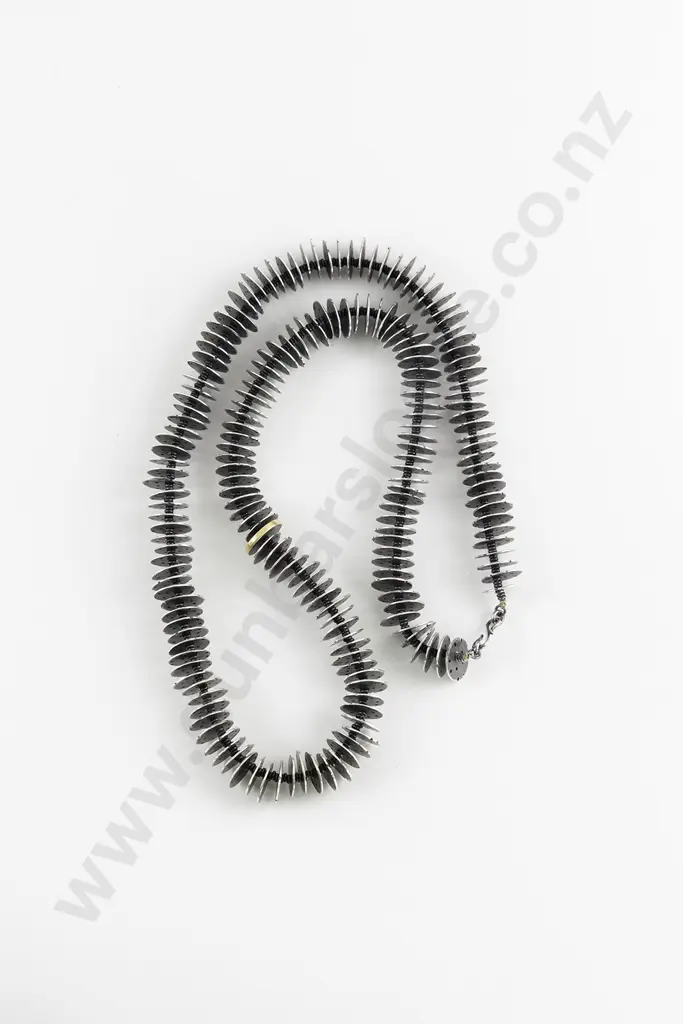 NZ Jeweller Frances Stachl Oxidised Silver S/S and 24ct Necklace Image 1++
