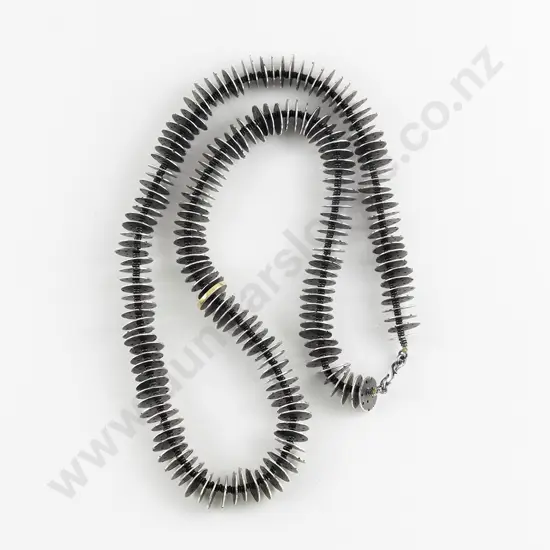 NZ Jeweller Frances Stachl Oxidised Silver S/S and 24ct Necklace