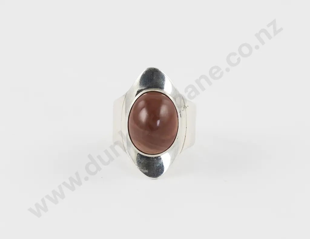 NZ Jeweller Richard Keller .925 Silver Single Jasper Stone Ring Image 1++