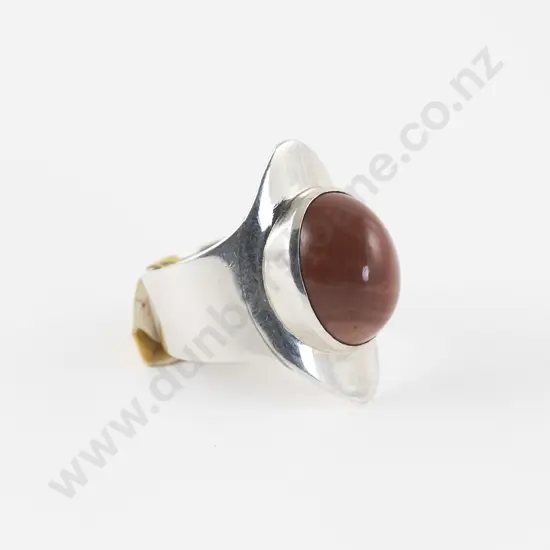 NZ Jeweller Richard Keller .925 Silver Single Jasper Stone Ring