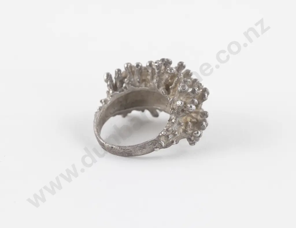 NZ Jeweller Peter Minturn .925 Silver Sea Anemone Ring Image 1++