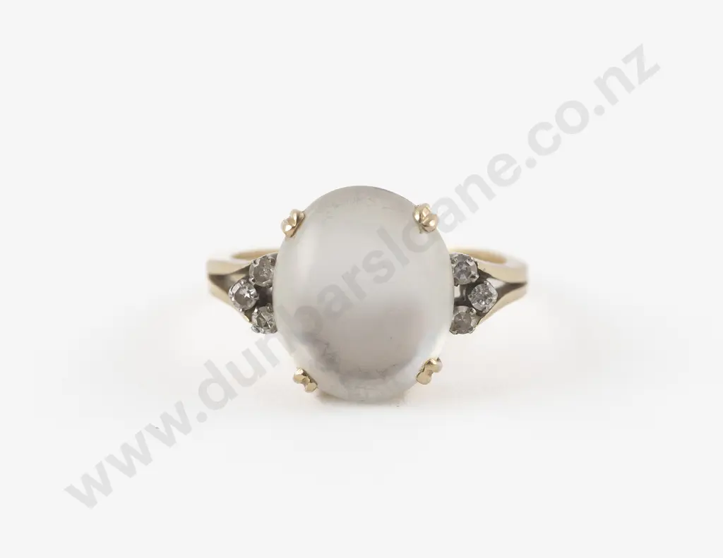 14ct Moonstone and Diamond Ring Image 1++
