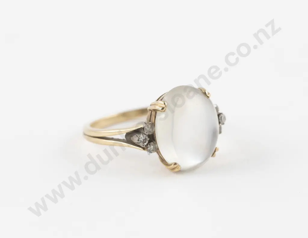 14ct Moonstone and Diamond Ring Image 1++