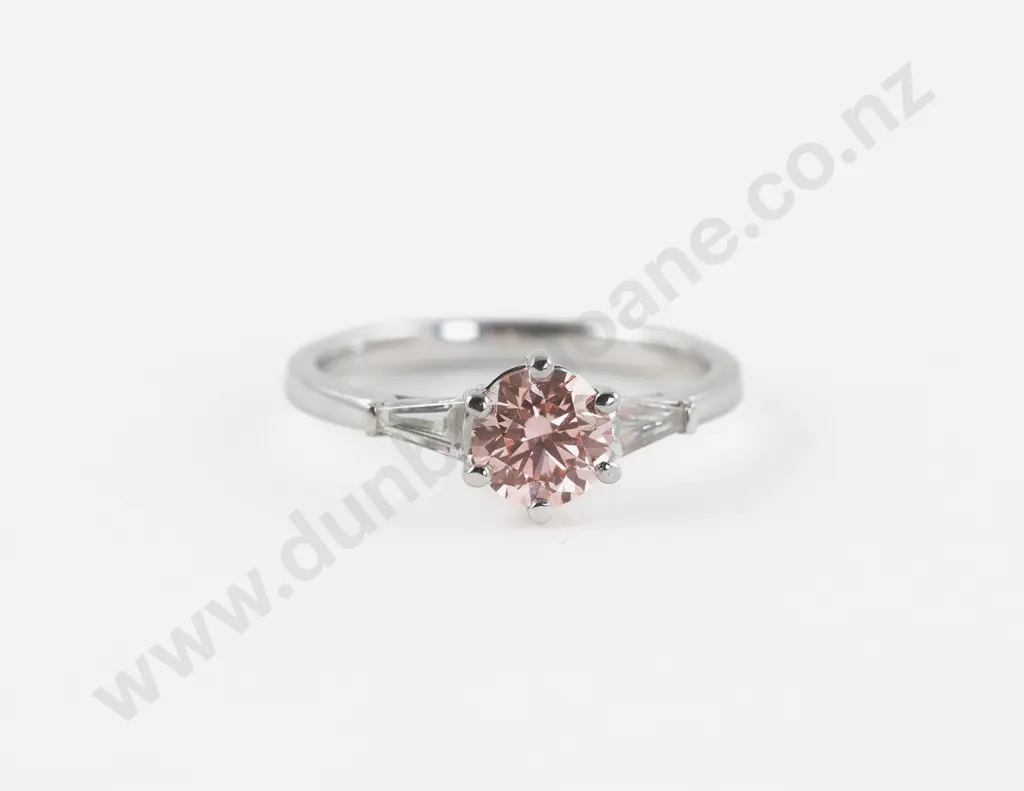 All Platinum Three Stone Fancy Diamond Ring Image 1++
