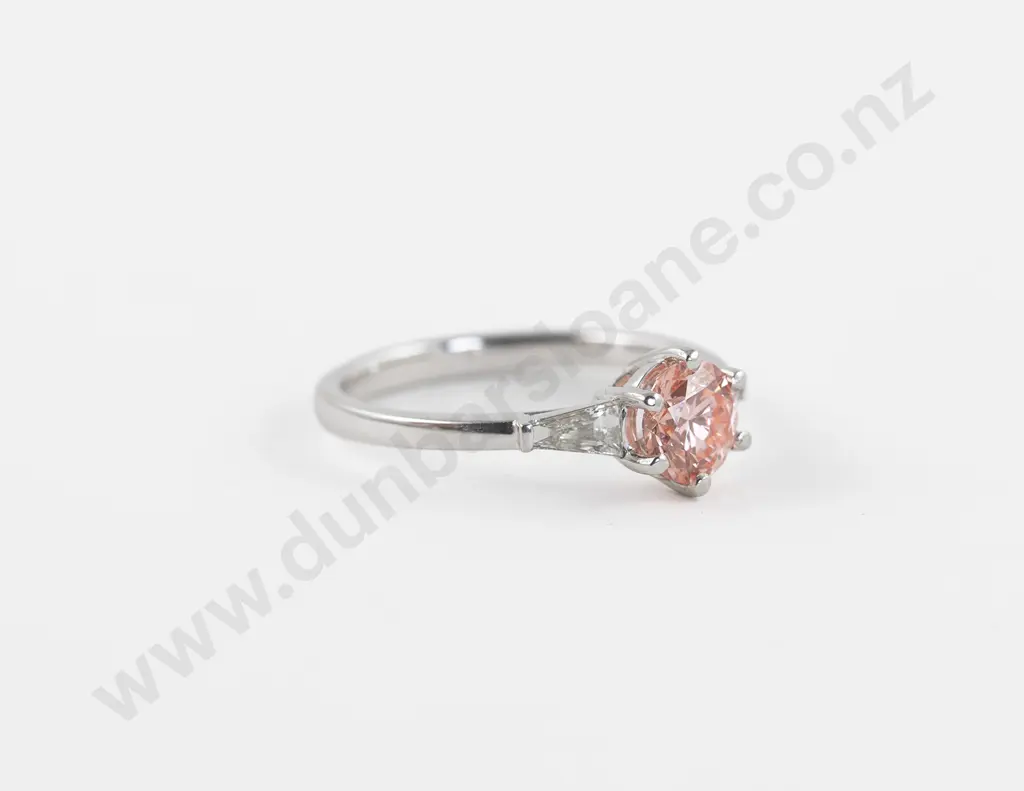 All Platinum Three Stone Fancy Diamond Ring Image 1++