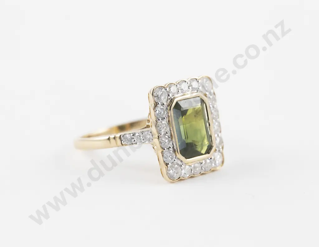 14ct 25Stone Green Sapphire and Diamond Cluster Ring Image 1++