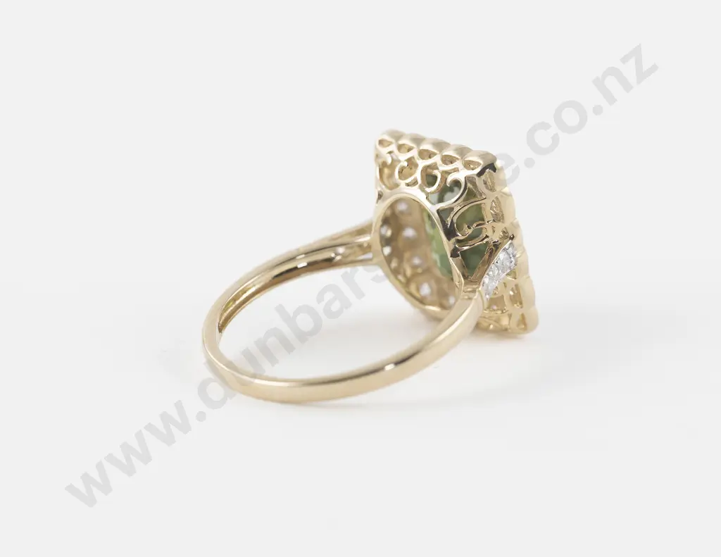 14ct 25Stone Green Sapphire and Diamond Cluster Ring Image 1++