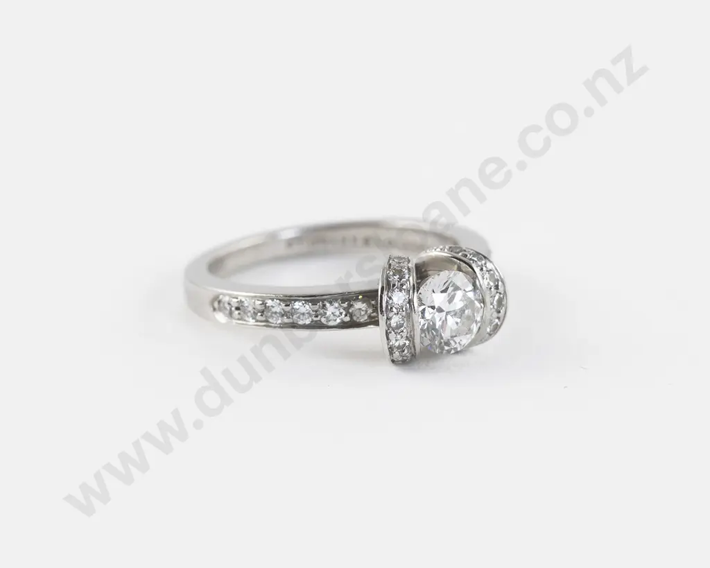 Tiffany and Co All Platinum Diamond Solitaire Ring Image 1++