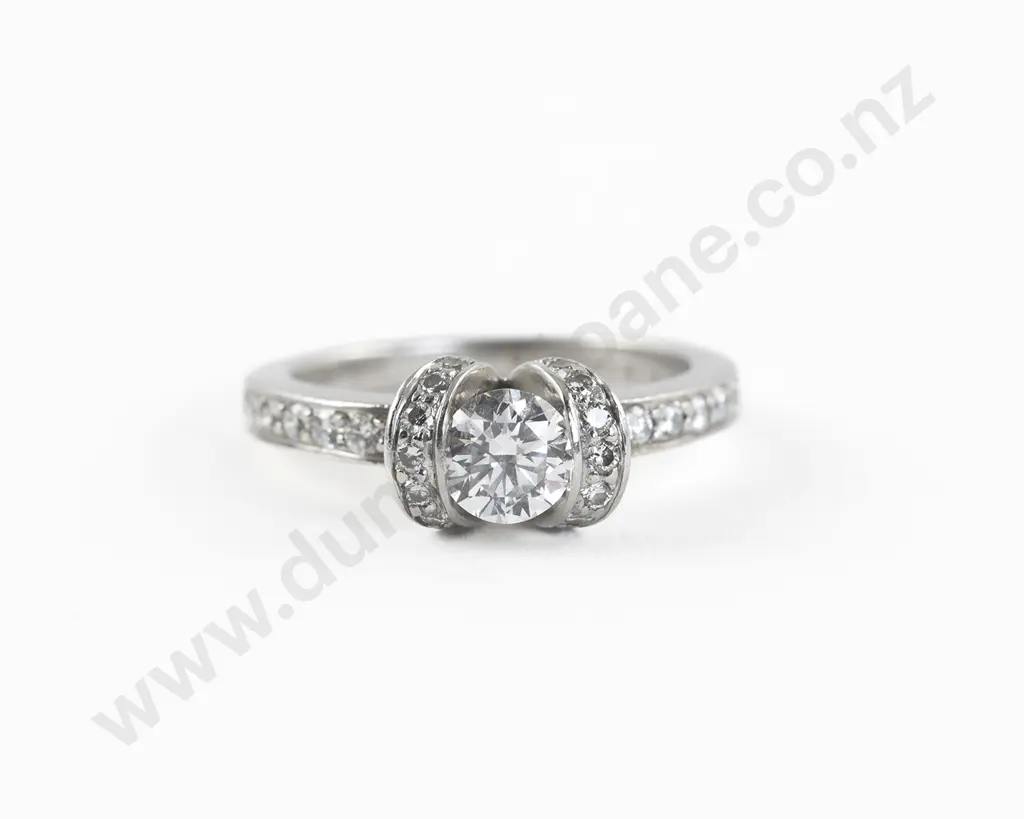 Tiffany and Co All Platinum Diamond Solitaire Ring Image 1++