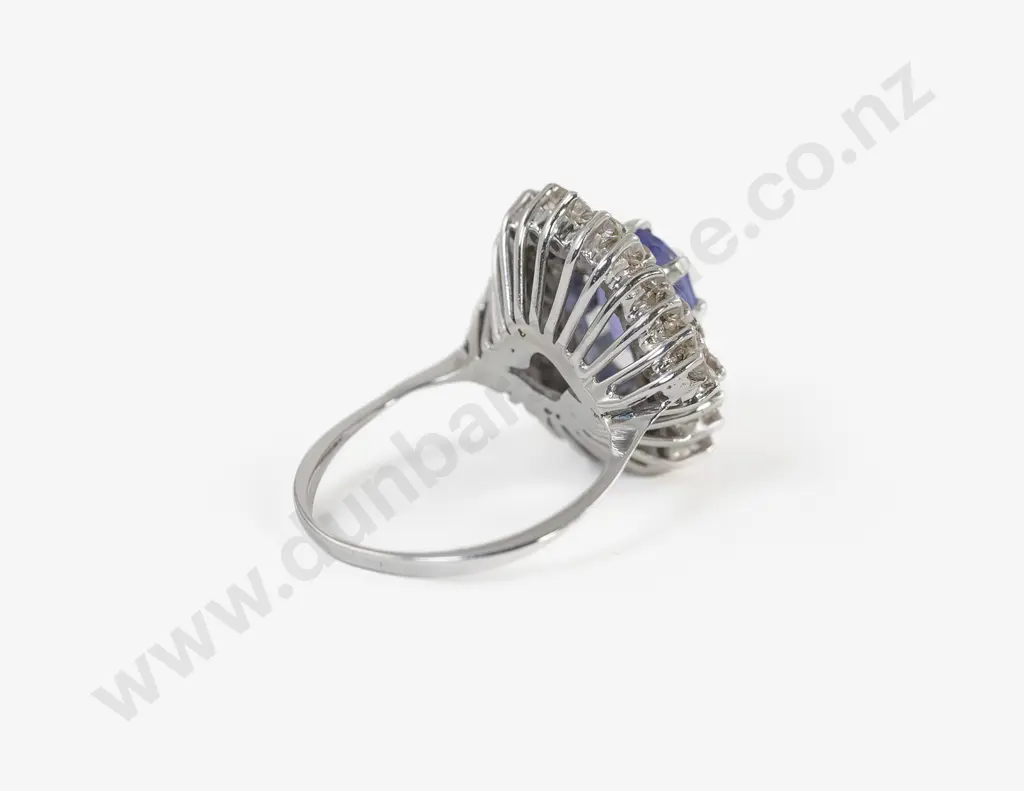 10ct White Gold 47Stone Tanzanite and Diamond Cluster Ring Image 1++