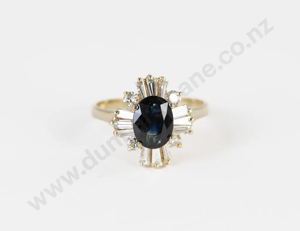 14ct 17Stone Sapphire & Diamond Cluster Ring Image 1++