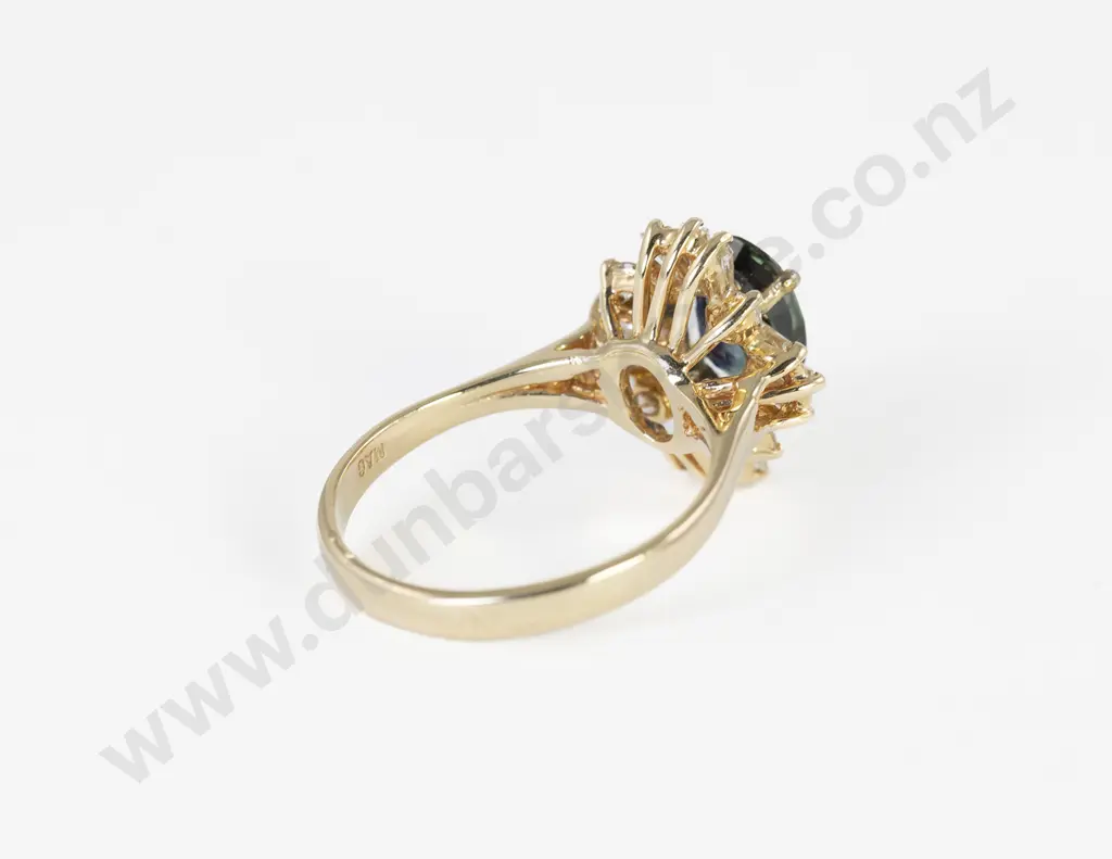 14ct 17Stone Sapphire & Diamond Cluster Ring Image 1++