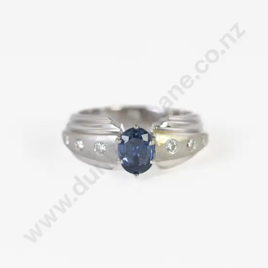 18ct White Gold Sapphire and Diamond Bridge Ring