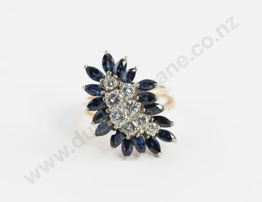 14ct 26Stone Sapphire & Diamond Dress Ring Image 1++
