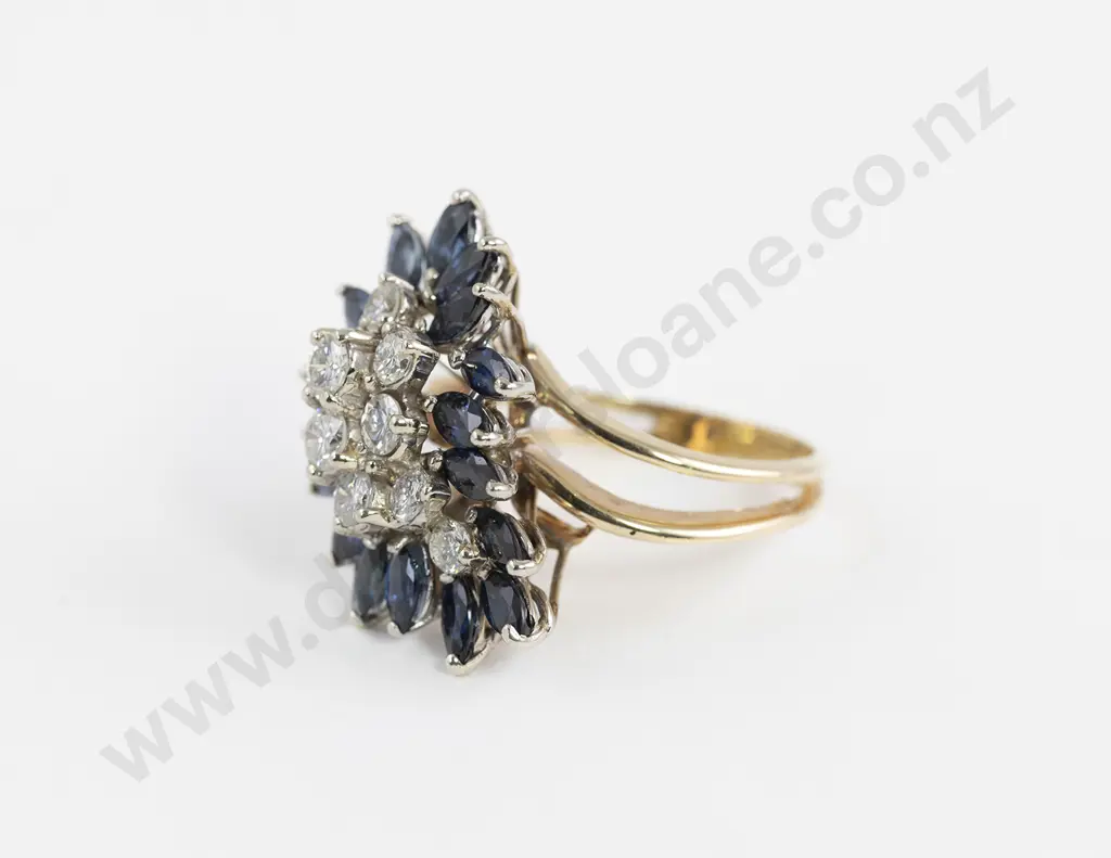 14ct 26Stone Sapphire & Diamond Dress Ring Image 1++
