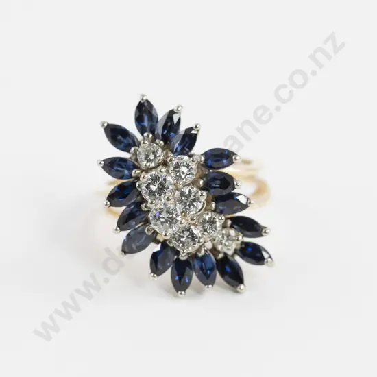 14ct 26Stone Sapphire & Diamond Dress Ring
